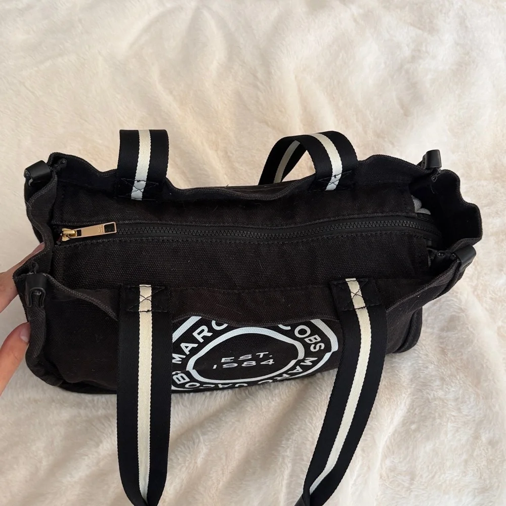 Marc Jacobs Black Canvas Tote with White Logo